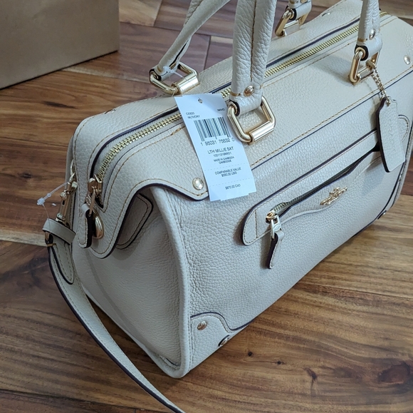 Coach Millie Ivory Pebbled Leather Satchel / Crossbody in Gift Box Nwt ❤️ - Picture 3 of 10